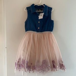 NWT denim & tulle dress